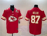 Men's Kansas City Chiefs #87 Travis Kelce Red 2025 Super Bowl LIX Patch Team Big Logo Vapor Limited Stitched Jersey,baseball caps,new era cap wholesale,wholesale hats
